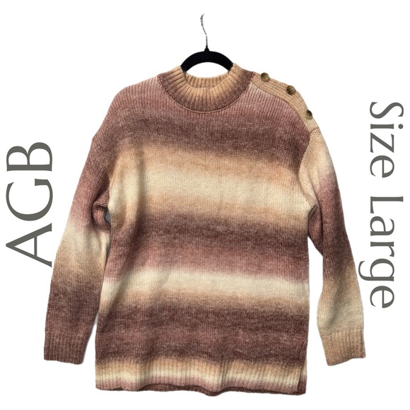 AGB - Gradient Stripe Sweater - Button Shoulder Detail - Knit Pullover - Large - Picture 1 of 6